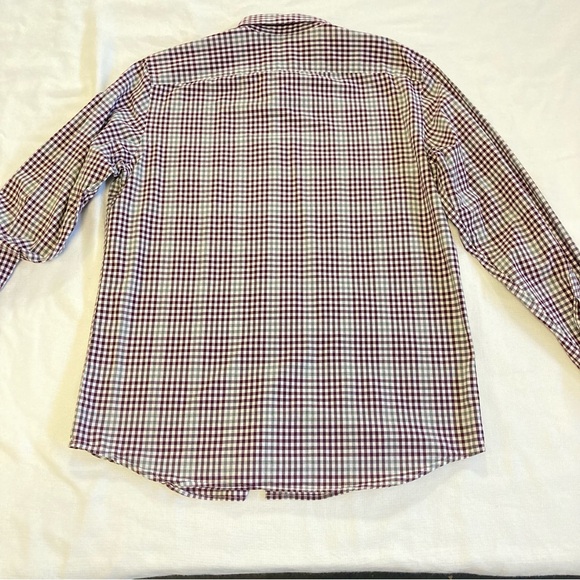Banana Republic Soft wash Standard fit Checkered Shirt Burgundy, Grey and White - Picture 2 of 9